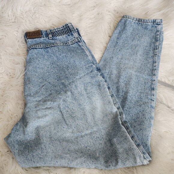 Vintage 80s‎ 90s Lee Womens 32x29" Elastic Waist Blue Mom Jeans Lightwash - Picture 10 of 11